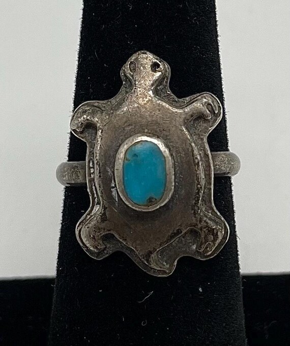 Turtle Ring / Native American Handmade Sterling S… - image 1