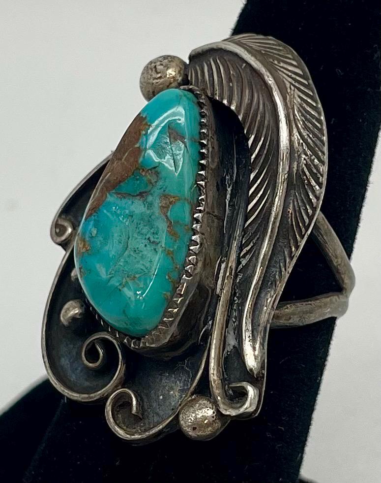 Turquoise Ring / Artist Signed Native American Handmade Sterling Silver ...