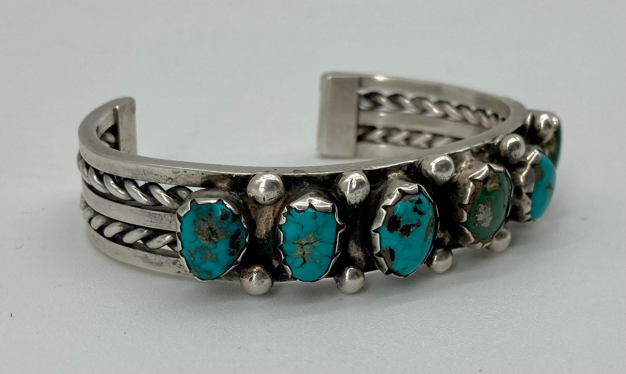SILVER925 NAVAJO BRACELET/シルバー/ブレスレット Navajo Bracelet .925 Silver Arizona Turquoise Artist Signed