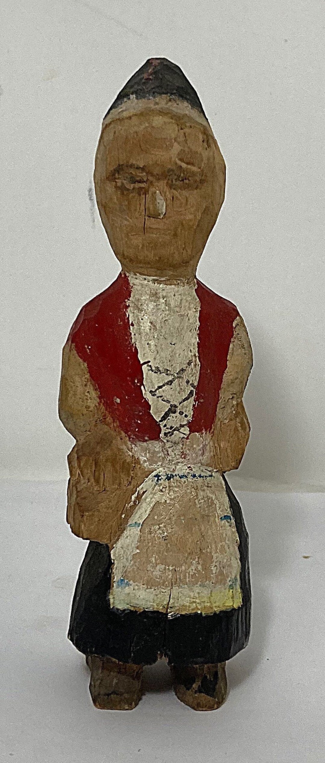 Antique Hand Carved and Hand Painted Folk Art Wood Doll #DN the Shops ...