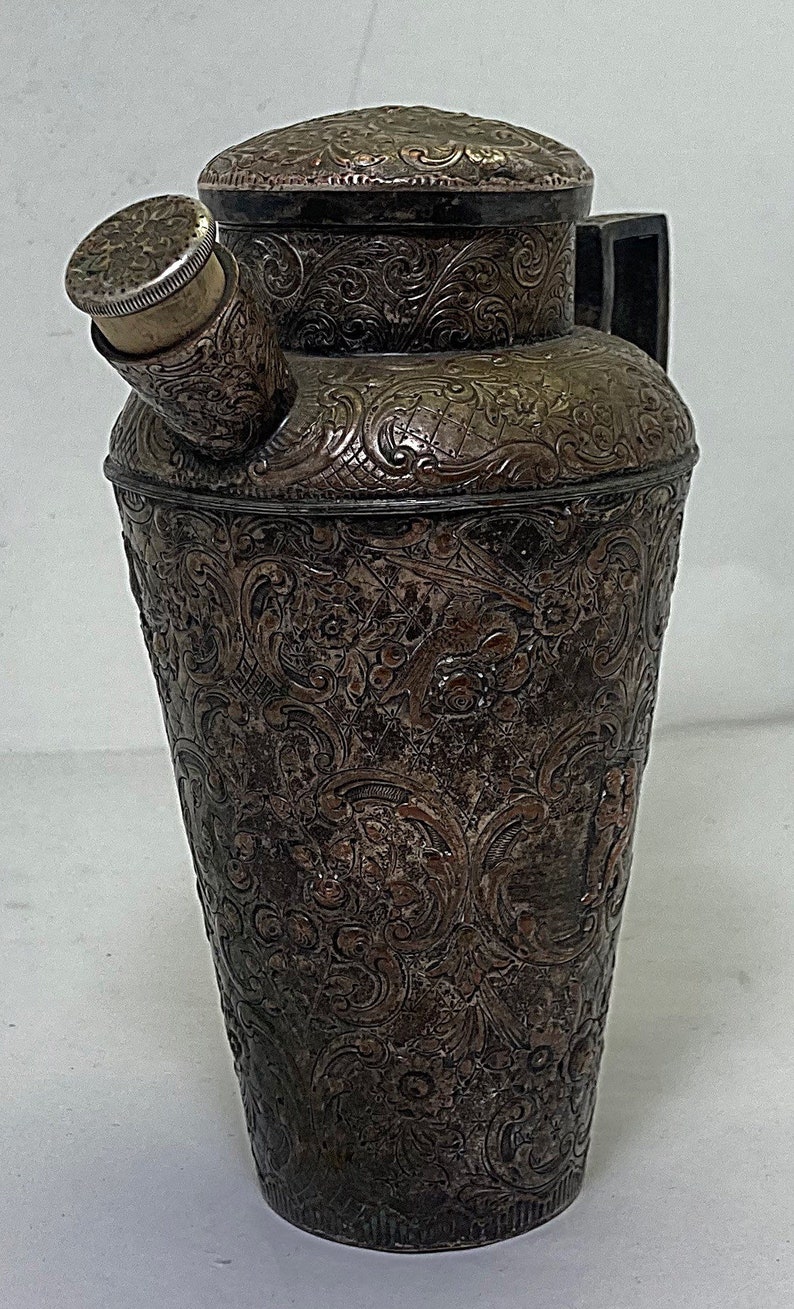 Webster & Sons Silver Plated Embossed Cocktail Shaker