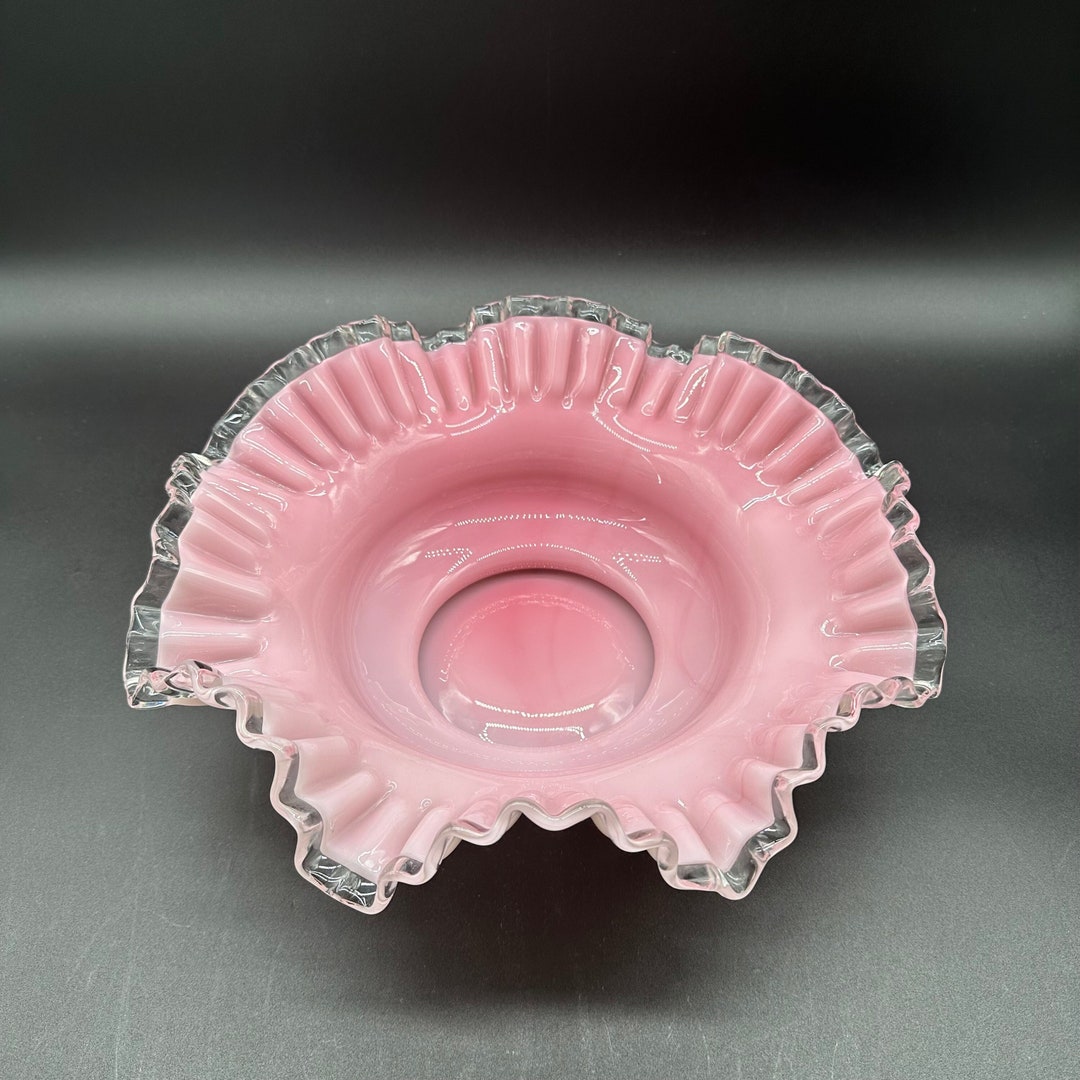 フェントン　ホブネイル　ホワイト　ラージフリルボウル Fenton Ruffled Bowl - Etsy