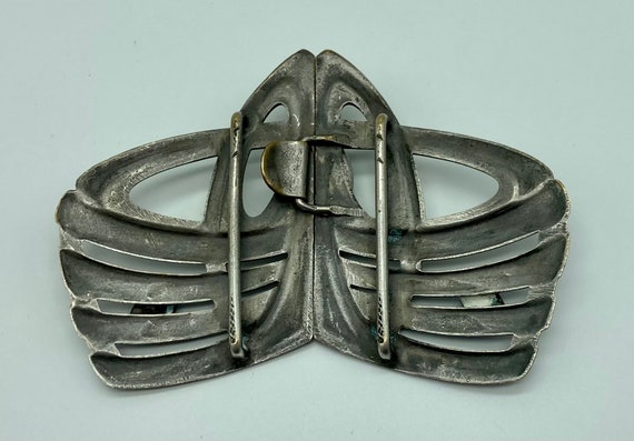 Art Nouveau Silver Toned German Made Belt Buckle … - image 10