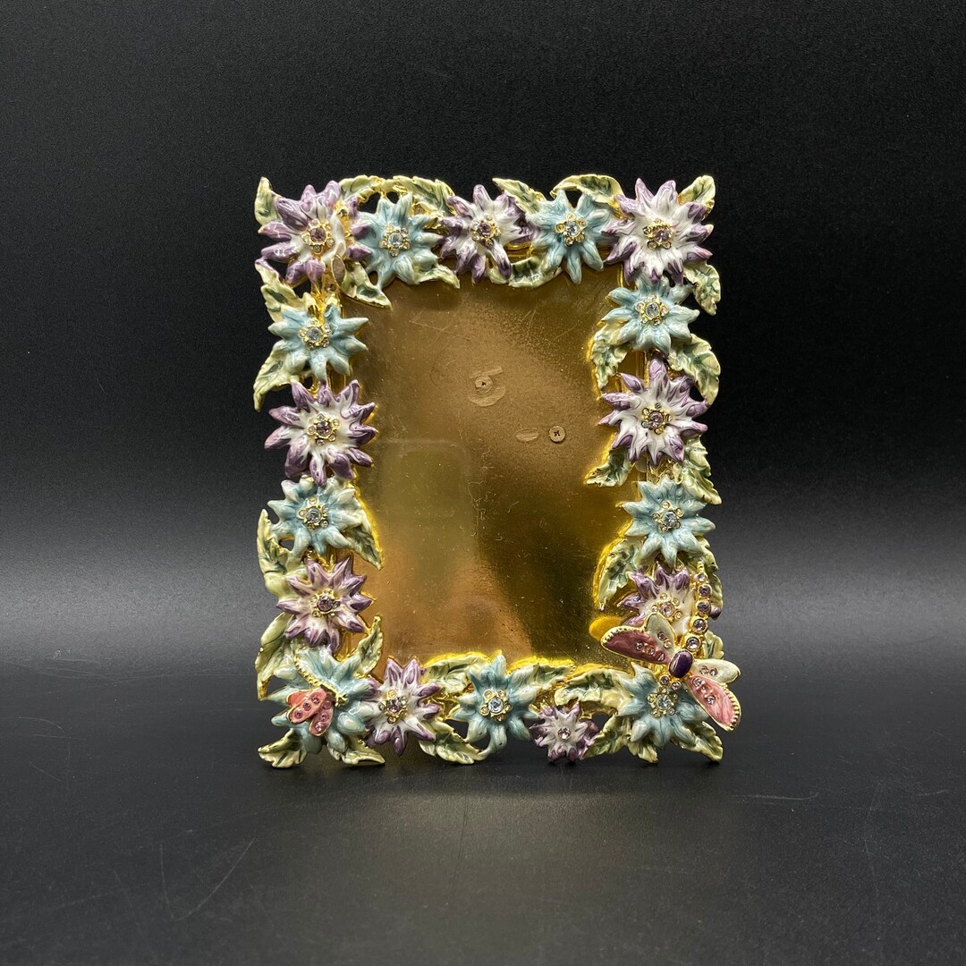 Argento SC Swarovski Crystal Enamel Picture Frame / Gold Etsy