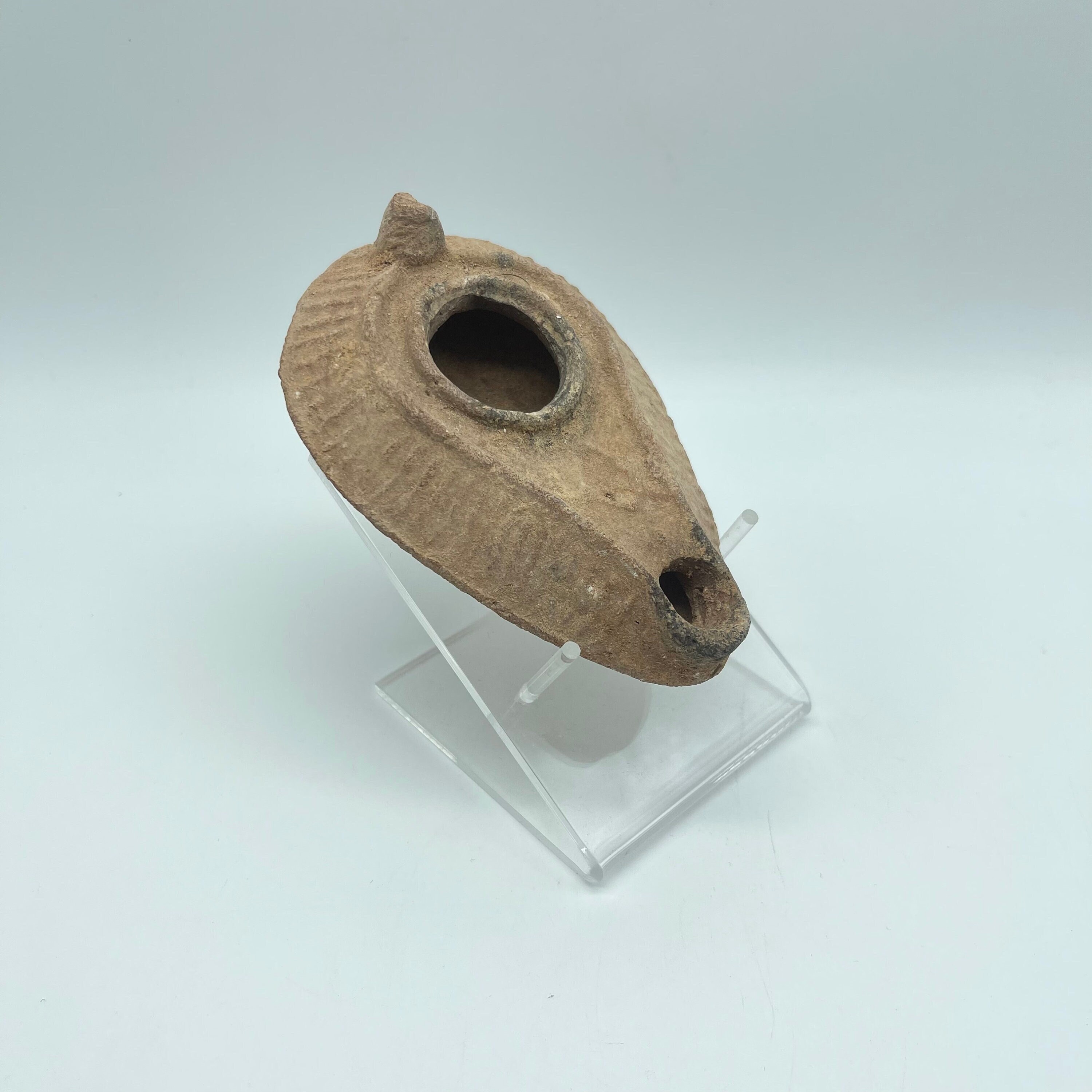 Ancient Byzantine Oil Lamp / 7th Century Memorabilia / c. 700BC / Red Clay Oil Lamp / TheShopsInUptown 21S