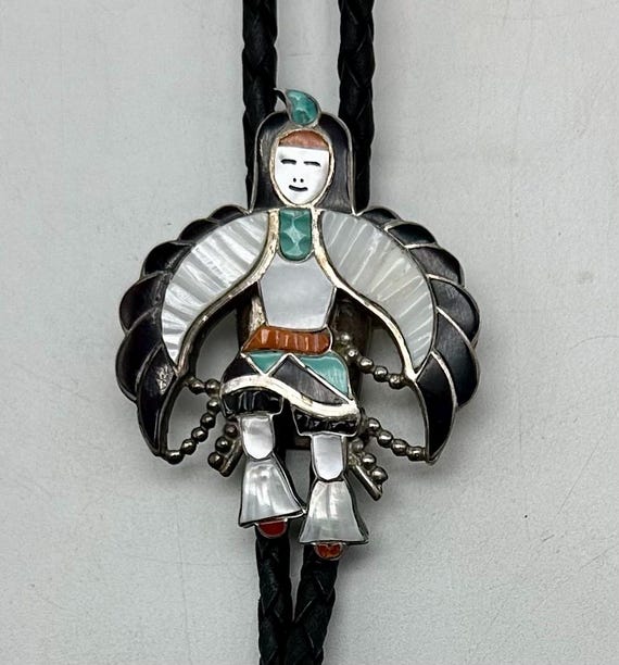 L & V Harker Signed Zuni Handmade Leather And Ste… - image 1