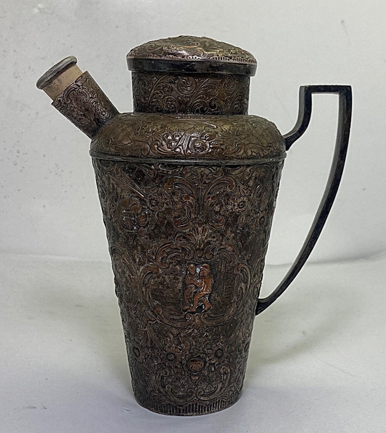 Webster & Sons Silver Plated Embossed Cocktail Shaker - Thumbnail 2