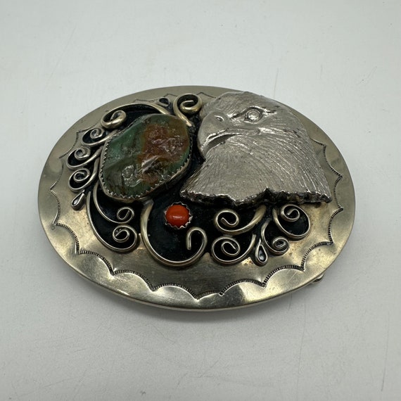 Native American Nickel Silver Eagle Turquoise and… - image 3