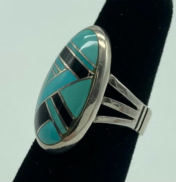 Hopi Handmade Sterling Silver Ring With Turquoise… - image 3