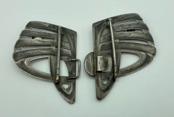 Art Nouveau Silver Toned German Made Belt Buckle … - image 9