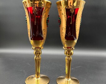 ミッチ　Xodas Goblet 24K Gold Fume Foot 24k Gold Goblet - Etsy