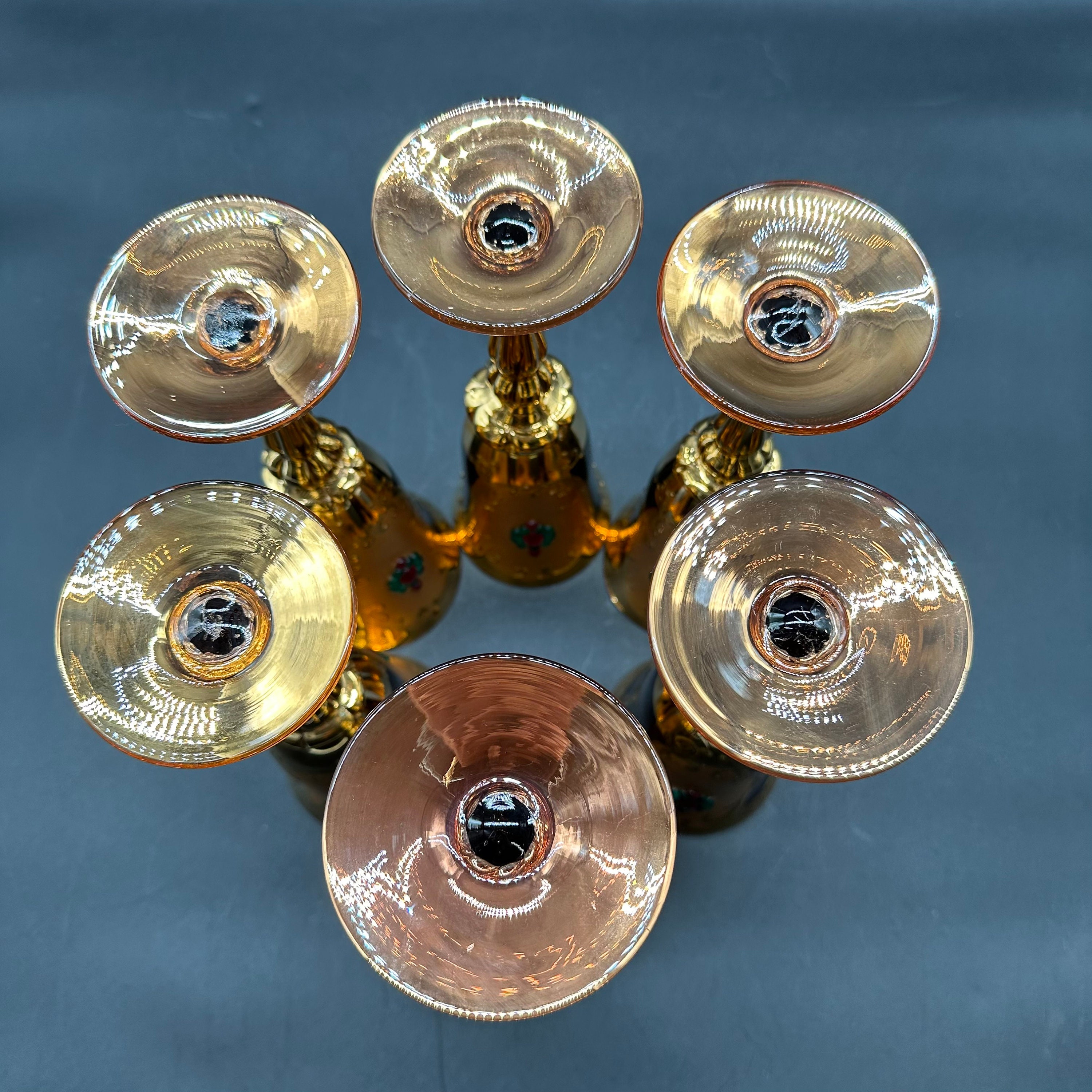 Set 8 Vintage 24K Gold Electroplate 49ers Goblets WMF of