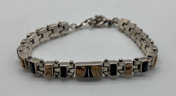 Hopi Handmade Sterling Silver Link / Panel Bracel… - image 2