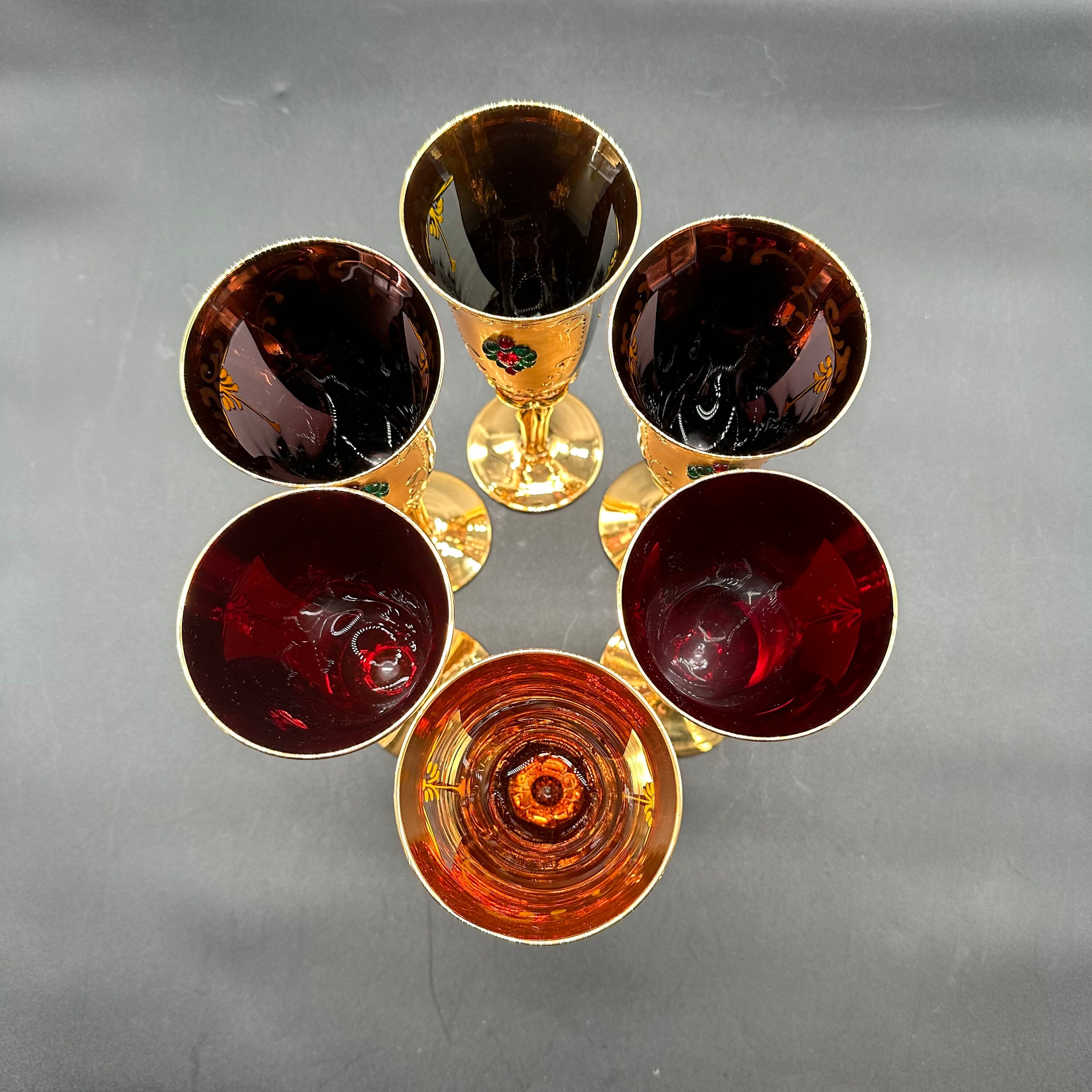 Set 8 Vintage 24K Gold Electroplate 49ers Goblets WMF of