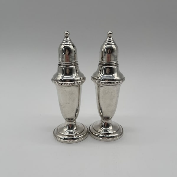 Vintage 1930s Empire Sterling Salt and Pepper Shakers / Pair (2) Sterling Silver Saltshakers / TheShopsInUptown #DN