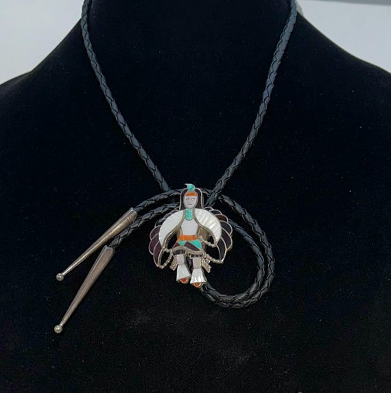 L & V Harker Signed Zuni Handmade Leather And Ste… - image 2