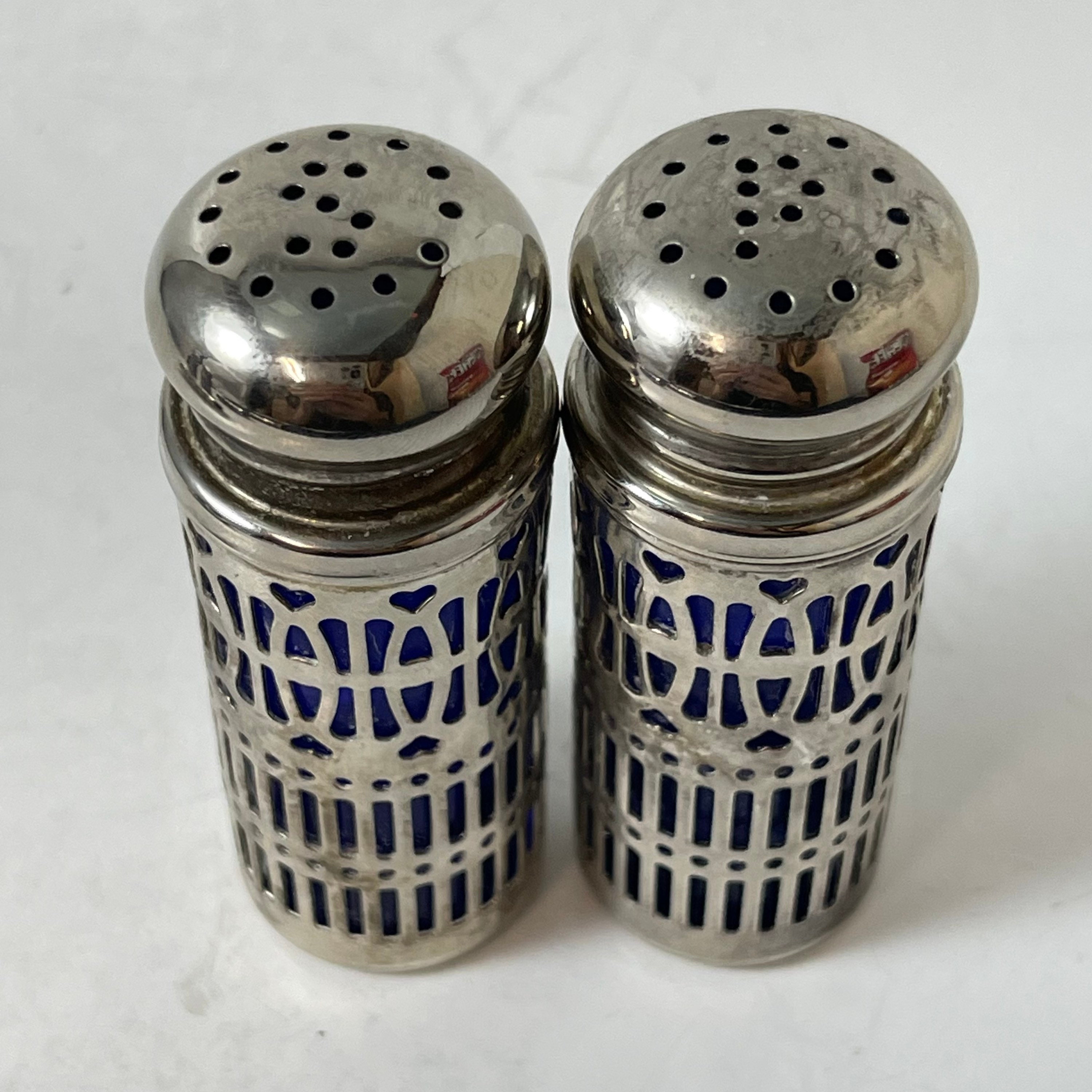 Vintage Salt and Pepper Shakers / Set of 8 / Cobalt Blue Glass Etsy UK