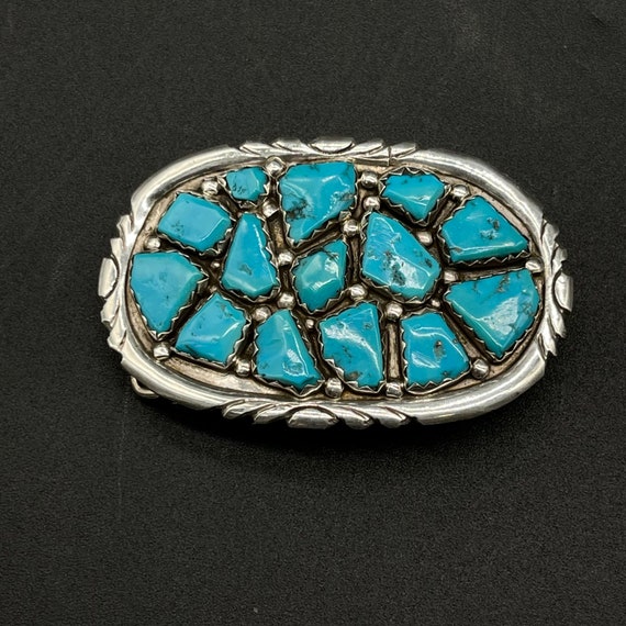 Signed Zuni Native American / Sterling Silver Tur… - image 1