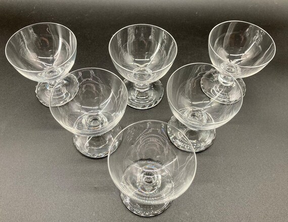 Daum France Set of 6 Crystal Sherbet Glasses With Fontoy Pattern