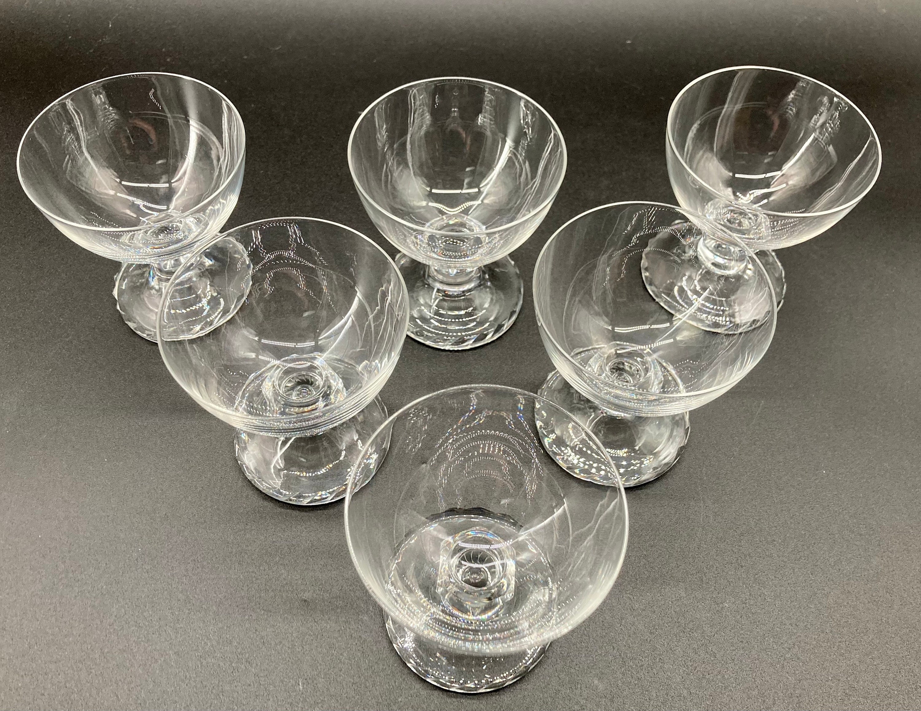 Daum France Set of 6 Crystal Sherbet Glasses With Fontoy Pattern