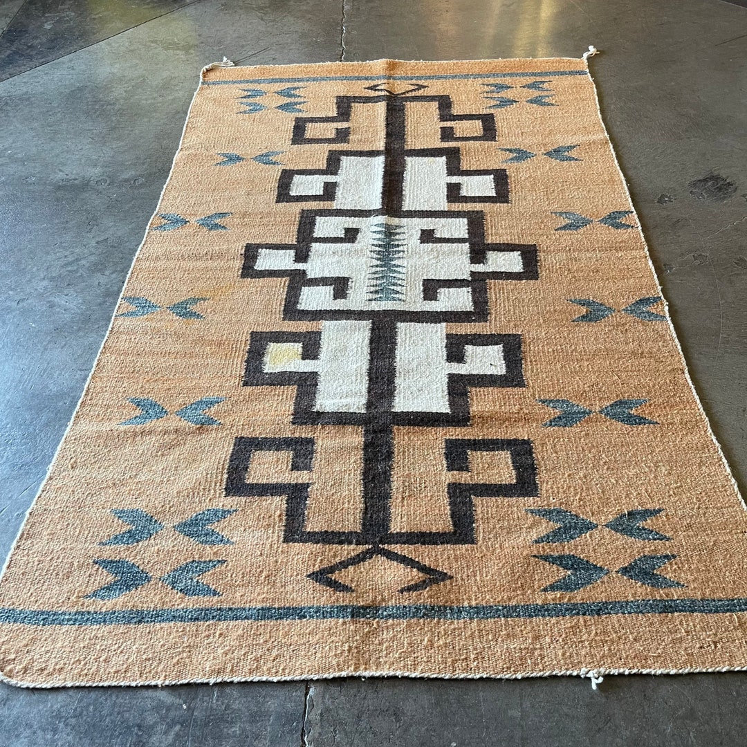 Authentic Navajo Kagetoh Style Rug / 58 X 36 / Hand Woven Navajo Rug / Vintage Native American