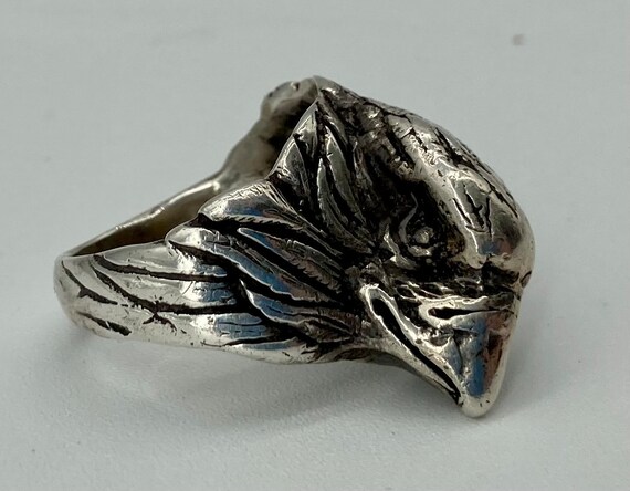Large Heavy Gauge Sterling Silver Eagle Head Ring… - image 5