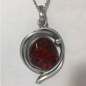 Contemporary Style Sterling Silver Necklace Pendant With Large Brown Stone #DN TheShopsInUptown