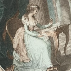 Framed 19th Century Color Stipple Engraving "The Miniature" Beautifully Framed