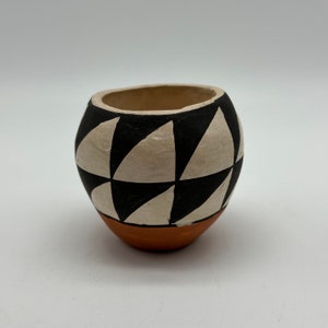 Signed BR Acoma Pueblo Handmade Painted Miniature Pottery Bowl / Vintage Acoma Painted Mini Pottery Bowl / TheShopsInUptown #DN