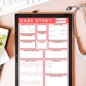 Nursing Case Study Template RED | A4 | One-Paged | Digital | Printable | Nurses | Nursing Students | Study