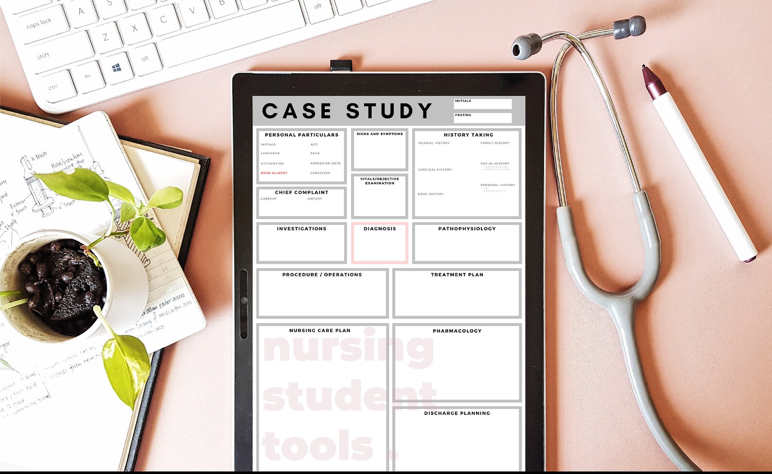 Nursing Case Study Template GREY | A4 | One-paged | Digital | Printable ...