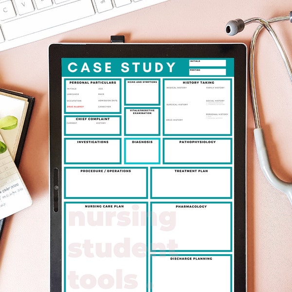Nursing Case Study Template BLUE | A4 | One-Paged | Digital | Printable | Nurses | Nursing Students | Study
