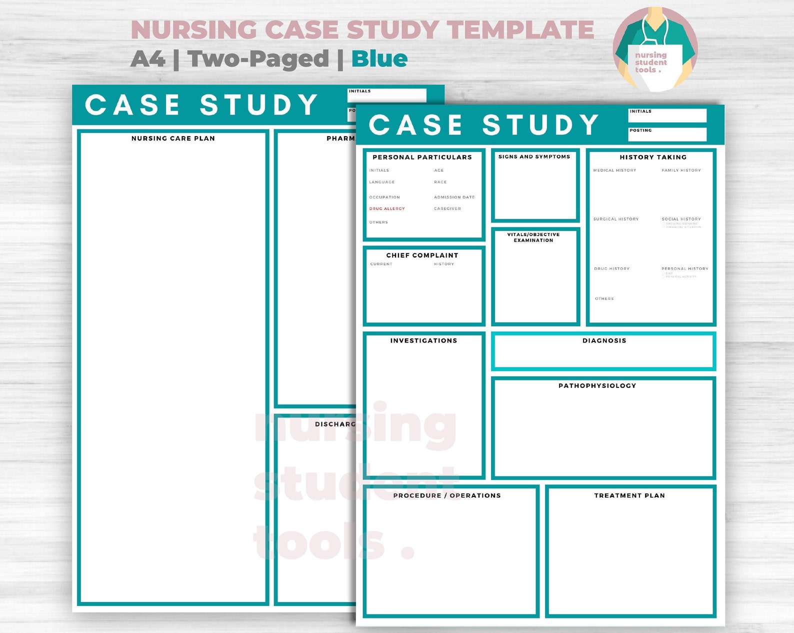 Nursing Case Study Template BLUE A4 Twopaged Digital Printable Nurses Nursing Case Study Template BLUE A4 Twopaged Digital Printable Nurses