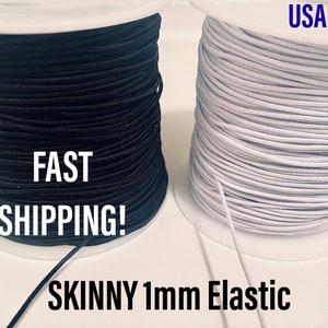 1mm Elastic Cord & String | white, black elastic | skinny elastic for DIY masks, bracelets, beads | 10 Yards | USA Seller