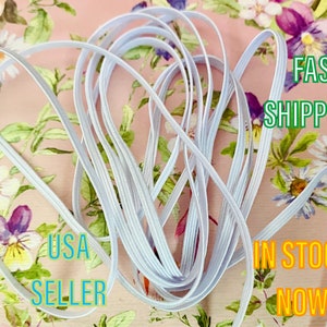 White Elastic 1/8 inch | flat elastic for sewing face masks | skinny elastic | USA Seller | sewing crafts