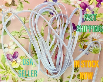 White Elastic 1/8 inch | flat elastic for sewing face masks | skinny elastic | USA Seller | sewing crafts