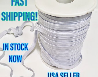 1/4 inch White Elastic | braided elastic for sewing face masks | flat elastic | USA Seller | sewing crafts
