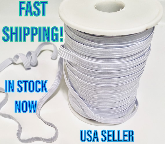 1/4 Inch White Elastic Braided Elastic for Sewing Face Masks Flat Elastic  USA Seller Sewing Crafts 