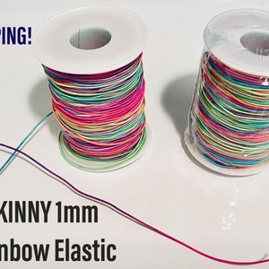 1mm Skinny Elastic | Rainbow elastic cord | thin elastic for DIY masks, bracelets, beads | 10 Yards | 20 or 50 Yards | USA Seller