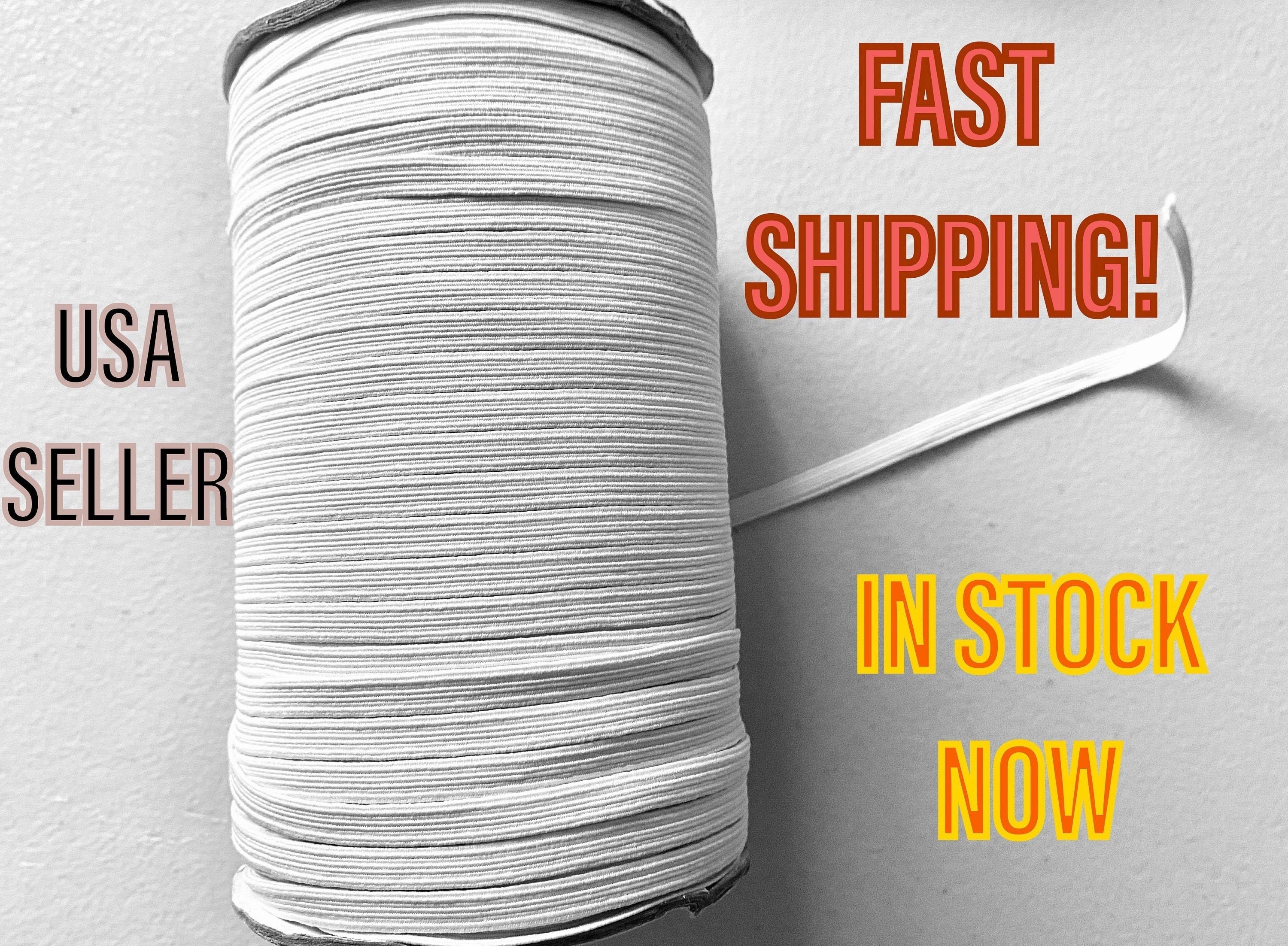 50 Yards 1/4 inch Flat Braided white Elastic Band for Sewing Craft DIY 