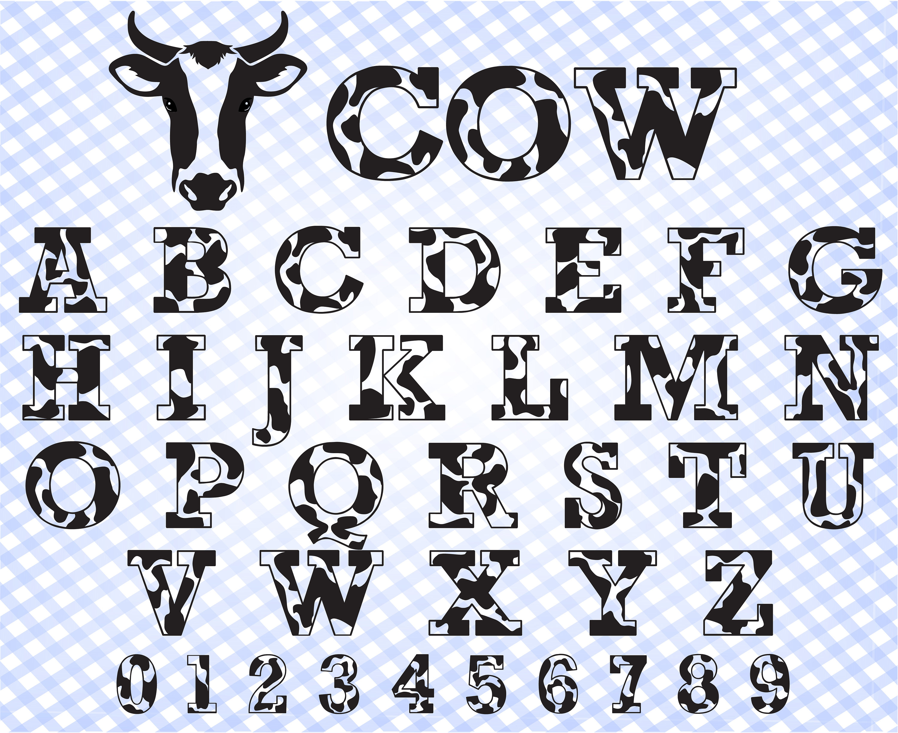 Download Cow Font Svg Font Animal Svg Cow Alphabet Svg Farmhouse Font Etsy