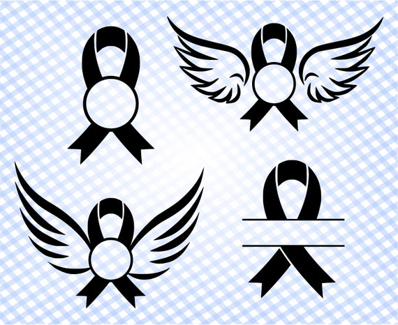 Download Cancer Ribbon Svg Monogram Cancer Ribbon Svg Split Cancer Etsy