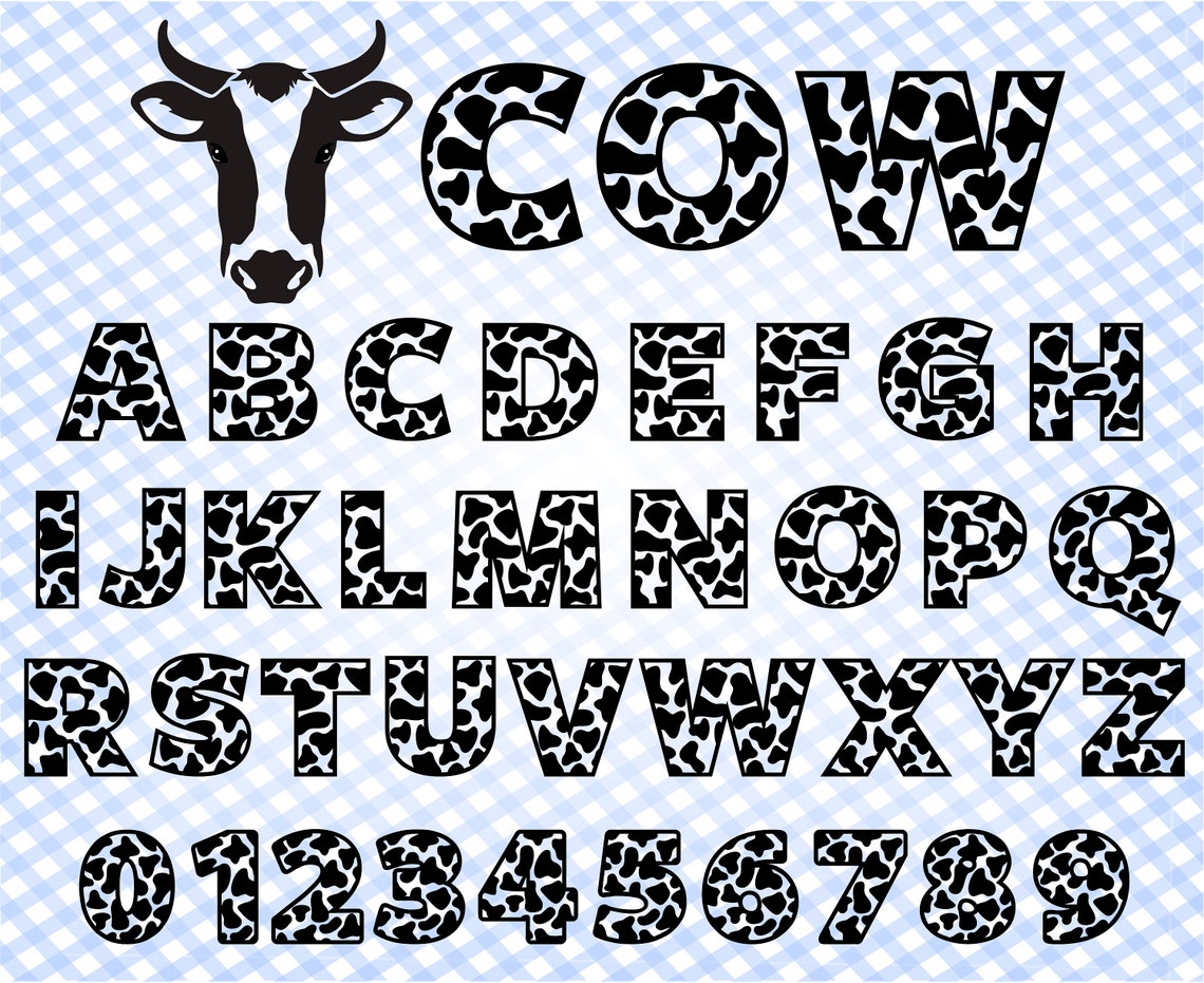 Cow Font Cow Spots Font Svg Cow Alphabet Svg Cow Skin Font Font Animal ...