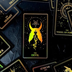 Tarot Cards Deck Gold Rainbow Foil Moonlight,Tarot 78Cards Anti-Scratch Lamination Witchy Gift Set with Guidebook,Box,Cloth&Bag Beginner