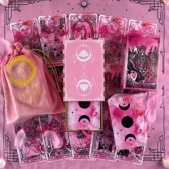 Tarot Deck Pink Skyplastic Tarot Cards 78 Gift Set With Etsy