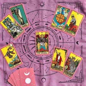 Baraja de Tarot Rosa, 78 Cartas de Tarot de Plástico, Set de Regalo con Guía, Caja, Tela y Bolsa, Clásica, para Principiantes, Adivinación, Oráculo
