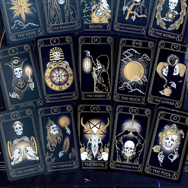 Tarot Deck Gold Skull Plastic Tarot Cards 78 Witchy Gift Set - Etsy