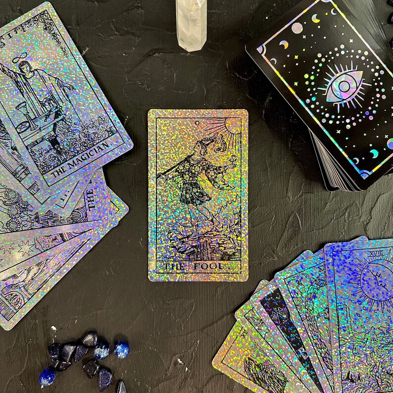 Tarot Cards Deck Holographic Foil Crystal tarot 78cards Etsy