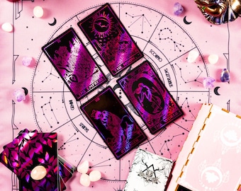 Tarot Deck Cards Neon Foil Light,Anti-Scratch Lamination 78 Tarot Cards With Guidebook Tarot Gift Set with Guidebook,Box,Cloth&Bag