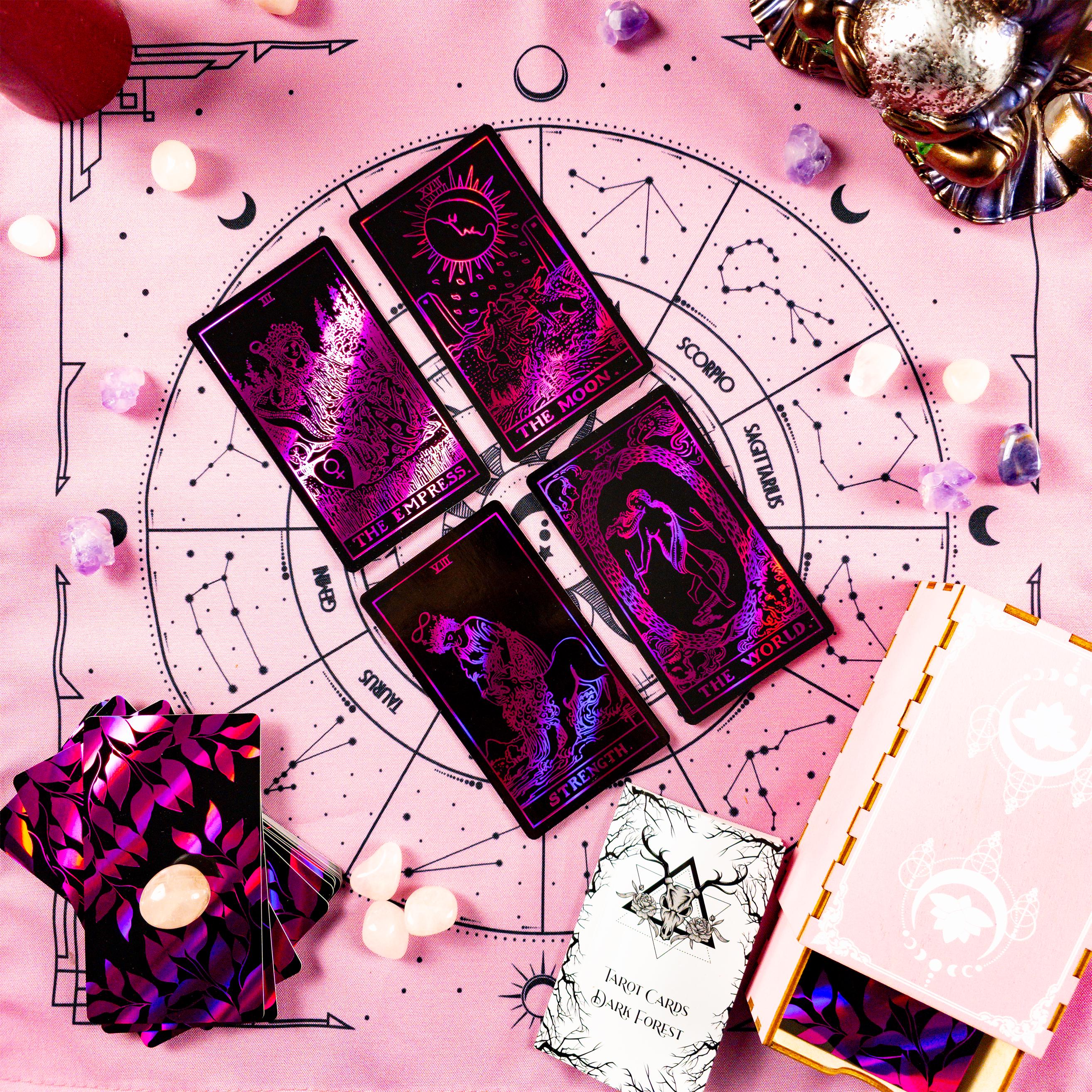 Tarot Deck Cards Pink and Purple Neon Foil, Anti-scratch